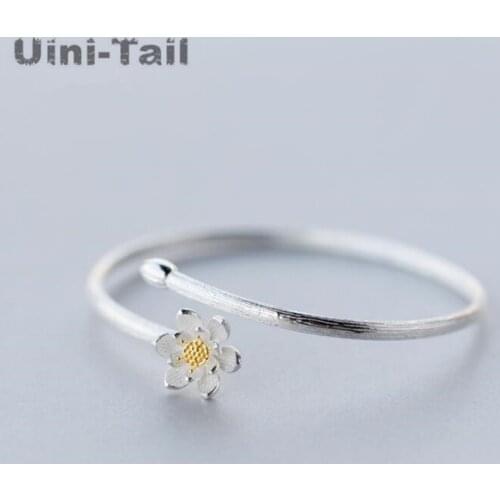 Uini-Tail hot new 925 sterling silver lotus creative opening bracelet ladies Korean version of the lotus flower bracelet gift
