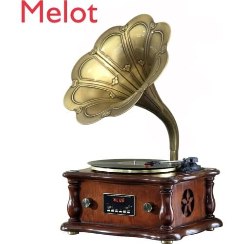 Lumanshi Phonograph Retro Vintage Vinyl Record Player Old-Fashioned Record Player European-Style American Living Room Audio