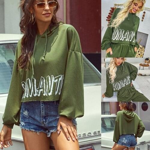 Fashion Letter Printed Short Sweatshirt Women Autumn O-Neck Long Sleeve Crop Top Pullovers Tops