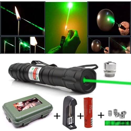 High-power green laser pointer 5mW laser sight 009 powerful laser equipment 2 in 1 detachable lamp holder with 18650 battery