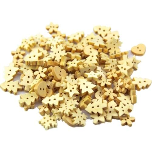 Pack of 100pcs log color and shapes 2 holes Wood Buttons(12-15MM) package for Sewing Scrapbooking. 7NK191