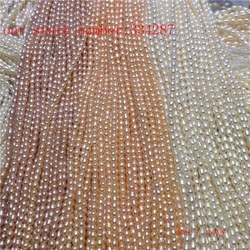 NEW 3*4mm Real Natural White Freshwater Rice Pearl Loose Beads 14