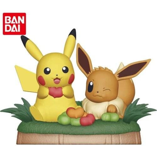 Bandai Genuine Pokemon Pikachu Eevee Anime Action Figure Collection Model Toys Ornaments Gifts for Kids