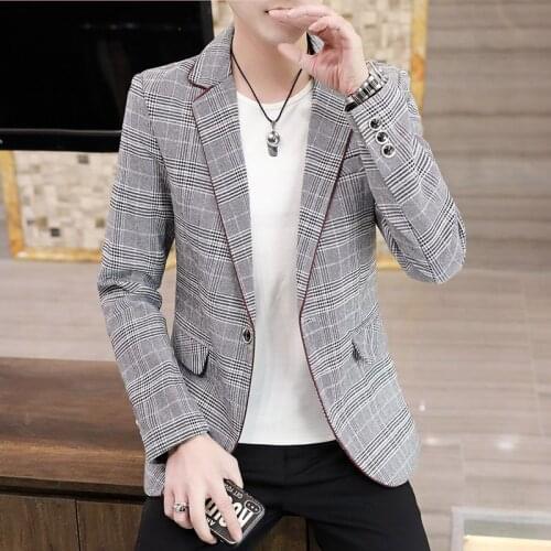 DYB&ZACQ Mens Coat Plaid Slim Young Middle-aged Leisure Thin Small Suit Business Single Western Autumn 2021 New Suit