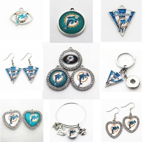 Football Miami Dangle Charms Dolphin Mix Style DIY Pendant Bracelet Necklace Earrings Jewelry Making Accessories