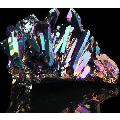 Rainbows Aura Titanium Crystal Cluster Reiki Natural Quartz Electroplating Gift Desktop Ornament Mineral Specimen Healing Stones