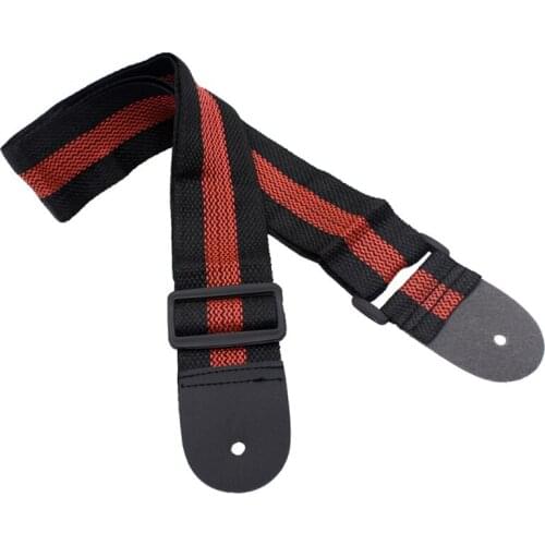 Adjustable Guitar Straps Nylon Acoustic Guitar Strap With PU Leather Tips Guitar Accessories Black + Red