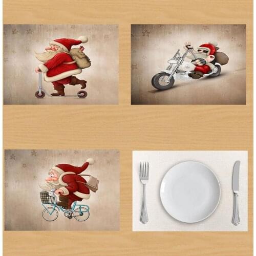 Merry Christmas Santa Claus Table Mat Creative Santa Claus Christmas Decoration Linen Table Napkin Placemat Table Decorative Pad