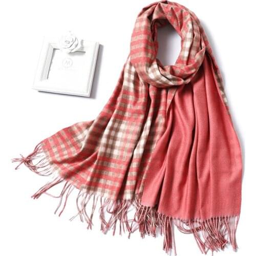 Imitation Cashmere Scarf Grid Children Winter Double-Sided Two-Color Tassel Warm Shawl Solid Color Houndstooth Scarf Bufanda
