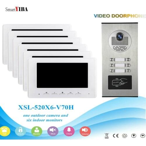 Wired Apartment Video Access Control RFID Intercom For 2-12 Flats Video Door Phone Doorbell System IR Camera Kits