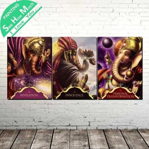 3 Piece free lord Ganesha Modern Wall Art Canvas Painting Posters and Prints Framed Art Painting Pictures for Home Decoration