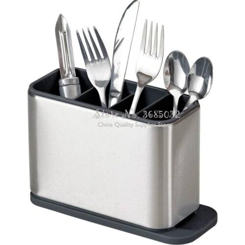 Surface Stainless-Steel Cutlery Drainer with easy-drain spout kitchen Storage 20*13.5*8.4cm