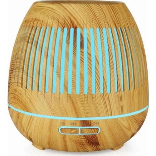 400ML Wood Grain Humidifier Hollow Aromatherapy Machine Equipped with 7 Color LED Lights and Waterless Automatic Shutdown gift