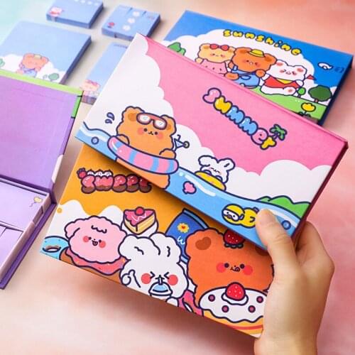 Spring Outing Bear Boxed memo Notes Student Creative Set Combination Memo Ins Girl N Times Post Kawaii Stationery