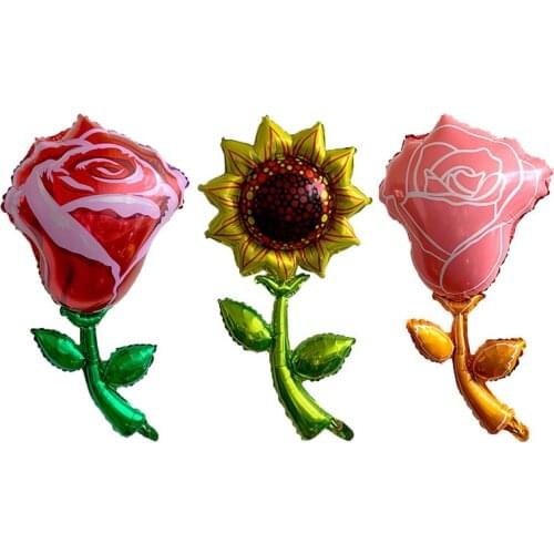 3pcs Rose Flower Sunflower Foil Balloons Wedding Party Decoration Adult Kids Birthday Party Decoration Air Balloons Baby Shower