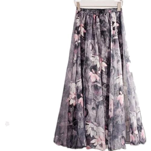 Summer 2021 European And American New Retro Beach Skirt Bohemian Half-length Skirt Printed Chiffon Skirt Free shipping