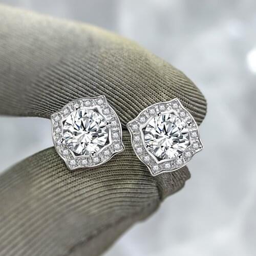 Statement 0.8ct lab Diamond Stud Earring 925 sterling silver Jewelry Engagement Wedding Earrings for Women Bridal Party Gift
