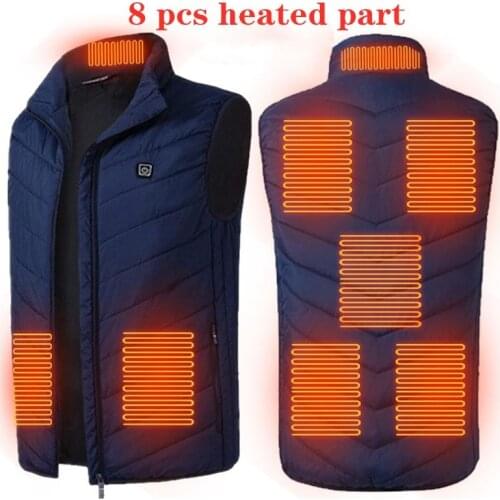 8 Places Heated Vest Men Women Heated Jacket Heating Vest Thermal Clothing Hunting Vest Winter Heating Jacket Men Dropshipping