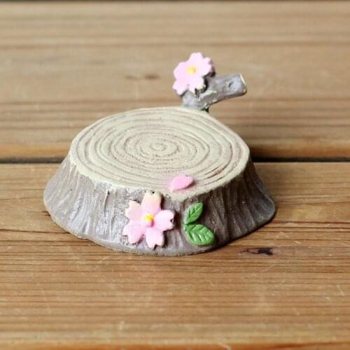 ZOCDOU 1 Piece Tree Stool Stump Plum Blossom Model Small Statue Little Figurine Crafts Figure Ornament Miniatures DIY