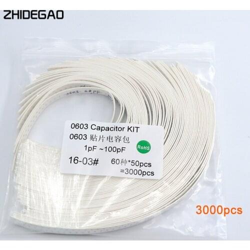 0603 SMD Ceramic Capacitor Assorted Kit 60 Values*50pcs=3000pcs 1pF~100pF Samples Electronic Diy Kit New