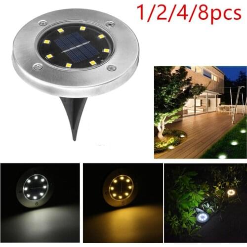 1/2/4/8pcs Solar Path Lights 8 LED Solar Power Buried Light Ground Lamp Outdoor Path Way Garden Decking Underground Lamps