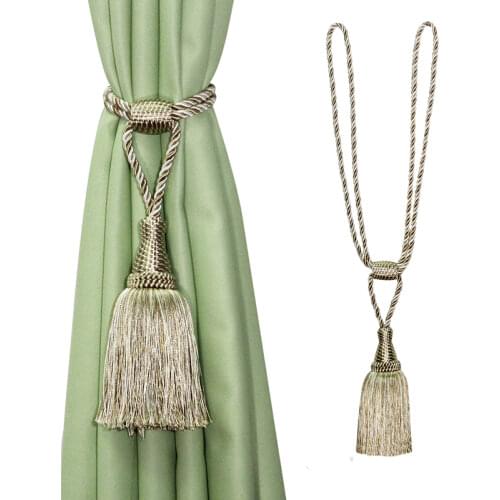 1Pc Curtain Tiebacks Handmade Elegant Curtain Tie Backs Holdbacks with Tassel for Home Office Decor Curtain Tassel