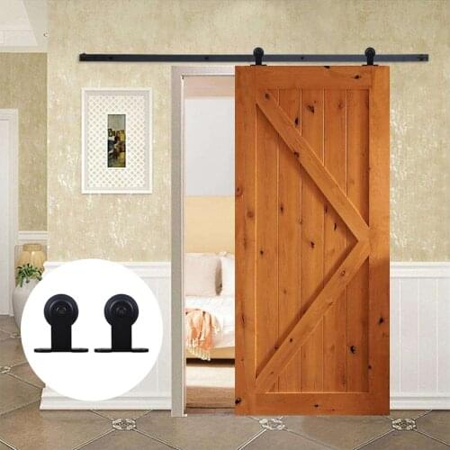 121CM/183CM/200CM Sliding Barn Door Hardware Kit Black Steel T Shaped Roller Track Hardware for Single Door