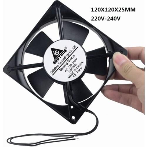 5 Pcs Gdstime 110V 120V 220V 240V AC 120mm x 25mm AC Cooling Fan 120*120*25mm Two Wires Without Connector 12025s 12cm