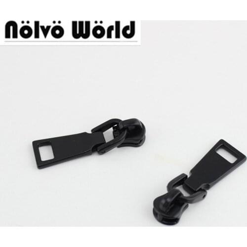 50pcs 5# Dark black metal nylon head teeth zipper puller slider metal Plating accessory bags,garments fabric 10PCS