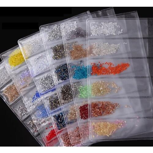 6Gird/Bag Micro Zircon Glass Nail Art Rhinestone 3D Colorful Sharp-Bottom Mini Crystal Decoration 1.3mm Manicure Accessories D#1