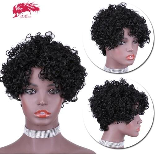 Ali Queen Hair Water Wave Short Wigs 150% Density Human Hair Wigs For Women 6Inch Full Machine Wigs Free Shipping