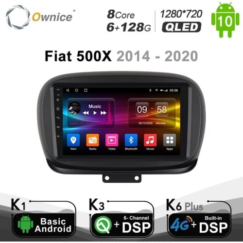 Carplay PX6 1280*720 Android 10.0 Car Multimedia Video Player For FIAT 500X 2014 - 2020 Navigation GPS 4G LTE 6GB+128GB BT Radio
