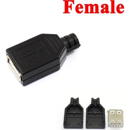 Cltgxdd IMC hot New Type A Female 2.0 USB 4 Pin Plug Socket Connector With Black Plastic Cover Solder type DIY Connector