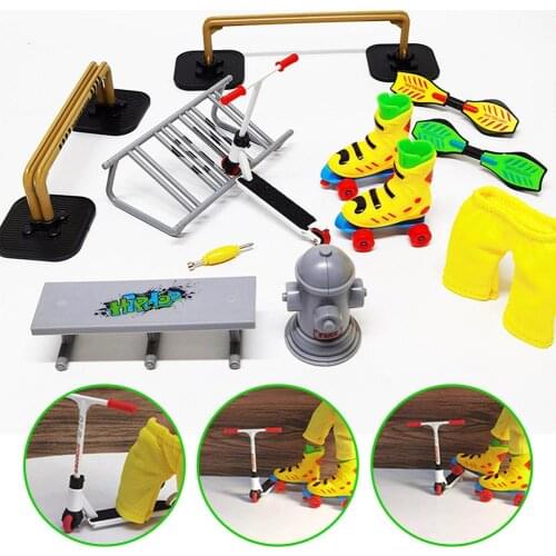 Fingerboard Bike Props Alloy Finger Scooter Skateboard Shoes Accessories Set Two Wheel Mini Scoot Tools Bmx Bicycle Kids Toys