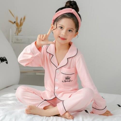 Cotton Children Pajamas set 2018 Autumn Spring Kids Long Sleeve sleepwear Suit Lovely Girl cute Home Cloth toddler pajamas