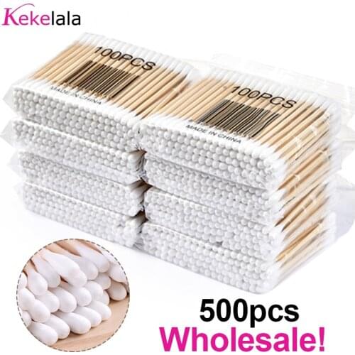 Kekelala 500PCS/Lot Makeup Cotton Swabs Double Head Micro Wood Brushes Eyelash Extension Glue Removing Tools