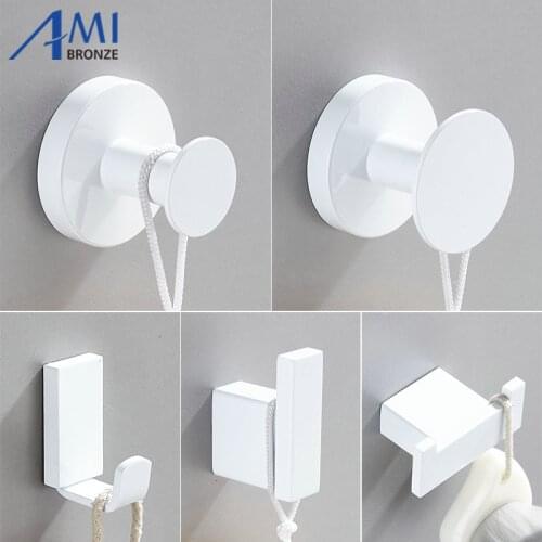 White Painted Stainless Steel Single Robe Hooks Wall Hang Mounted Towel Hook Clothes Hook Bathroom Hardware