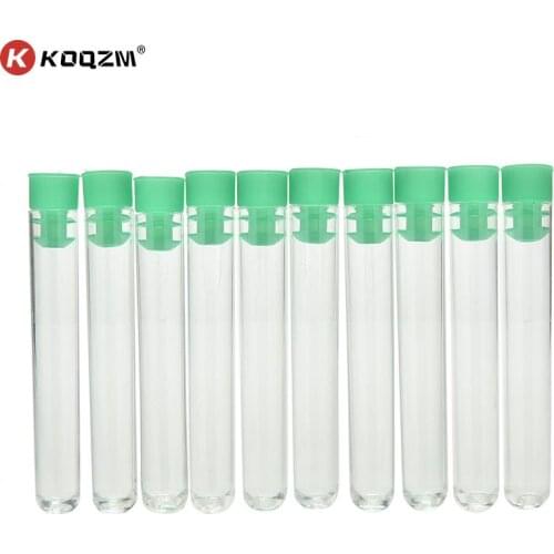 Laboratory Hard Plastic Tube Polystyrene Test Tubes High Transparency Clear Tubes With Green Cap Stopper School Lab Supplies 10x
