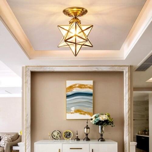 Copper Lamp Living Room Lighting Creative Led Hall Ceiling Lights Simple Modern Luxury Entrance Hall Ceiling Lights