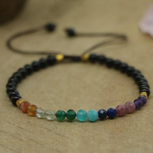 EDOTHALIA Trendy 4mm Natural Stone 7 Chakras Healing Beads Bracelet For Women Girls Yoga Friendship Boho Bracelet Jewelry Bijoux