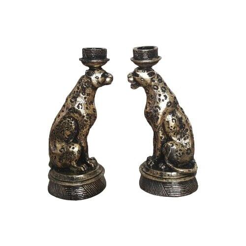 Fashion Flashlight 2li Gold Leopard Candlestick