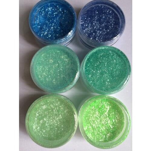 6 Mixed Colors Blue Green cosmetic mica pigment powder Professional Makeup sample set