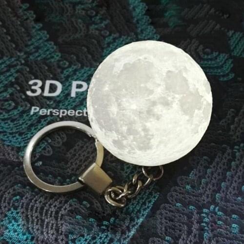New Creative 3D Printing Moon Light Keychain LED Night Lamp Bag Backpack Decor Creative Gifts Keychain Night Light