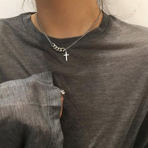 Cross Necklace White Alloy Pendants Necklaces For Men Women Fashion Simple Necklace Choker Jewelry Accessory Gifts