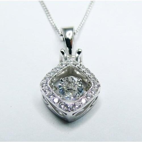 Hot Selling 925 Sterling Silver Moving Jewelry Dancing Diamond Moving CZ Pendant Necklace For Gift