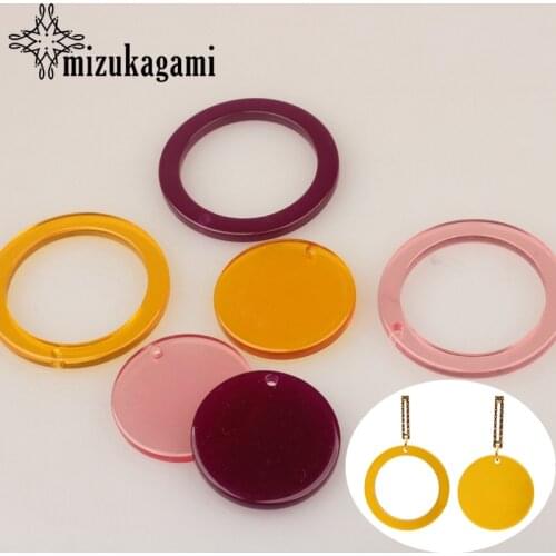 Acetic Acid Resin Charms Round Circle Translucent Charms 6pcs/lot 40mm 30mm For DIY Fashion Earrings Jewelry Making Accessories