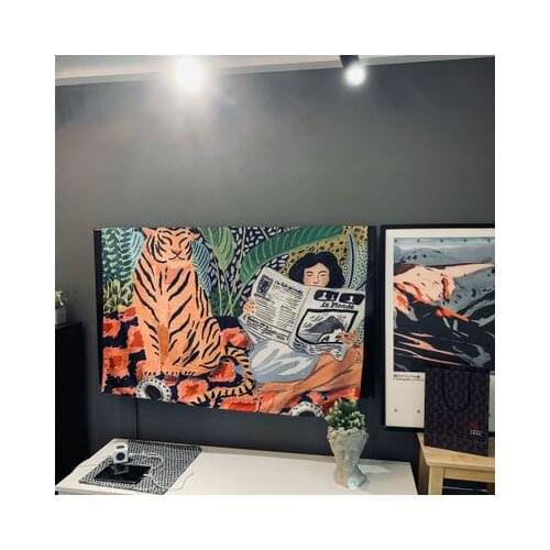 Animal series design Nordic INS hanging tapestry background cloth Boho Decor Wall Cloth tapestry jungle tiger girl