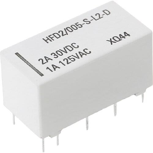Drop Ship 5V Coil Bistable Latching Relay DPDT 2A 30VDC 1A 125VAC HFD2/005-S-L2-D Realy
