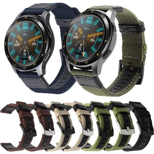For Huawei Watch GT 2/Pro/GT 2 42mm 46mm Strap Canvas Band 20 22mm Smart Watch Strap For Garmin Vivoactive 4 Bracelet Wristband