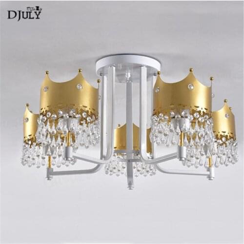 Nordic Crown crystal luxury chandelier lighting for living room children bedroom led ceiling luster home deco lighting fixtures